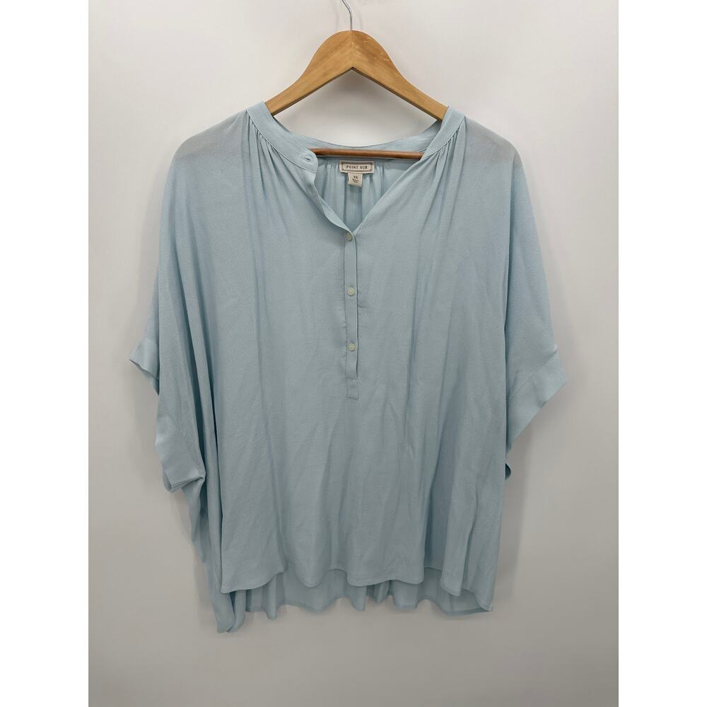Point Sur J.Crew Drapey Popover Shirt Women 3X Baby Blue Blouse J5805 NWT